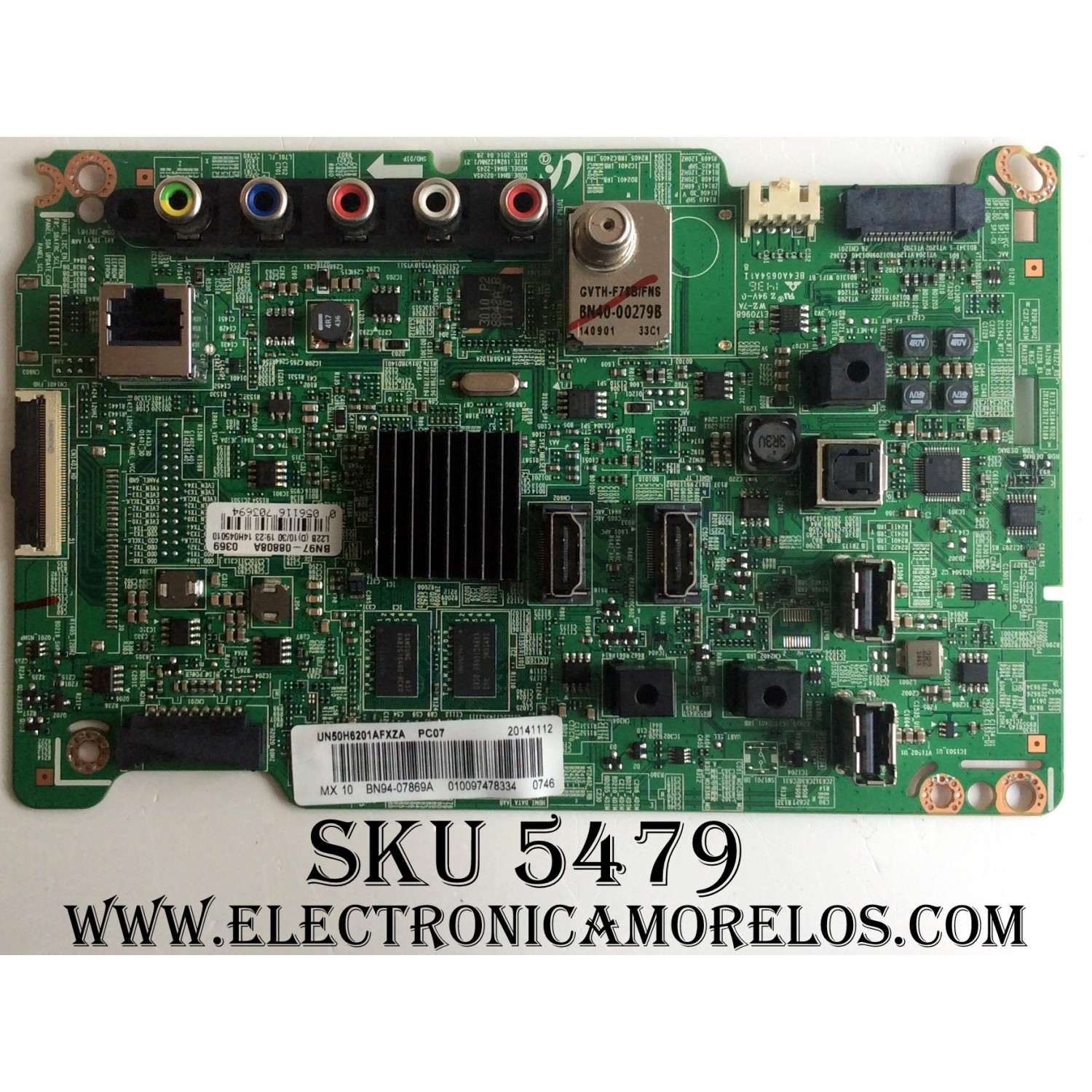 MAIN PARA TV SAMSUNG / NUMERO DE PARTE BN94-07869A / BN97-08808A / BN41-02245A / PANEL`S T500HVF06.4 / DH500CGA-B1 / DISPLAY T500HVN09.1 / MODELO UN50H6201AFXZA AH01